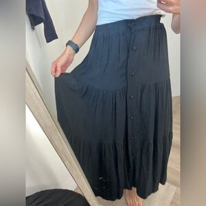 REVOLVE Black Maxi Skirt with Button Detail